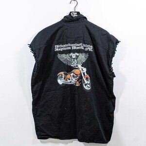Daytona Biketoberfest Biker Rally Cutoff Denim Shirt 2006 XXL Y2K Grunge